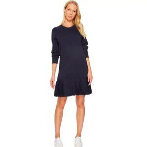 Lacoste Navy Blue Sweater Pleated Mini Dress L
